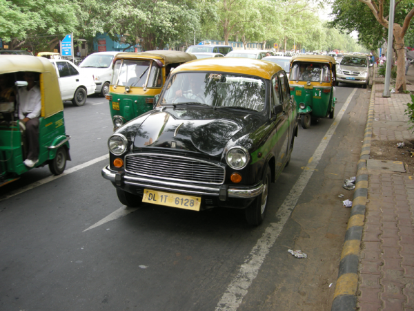 Destruction on an Ambassador car