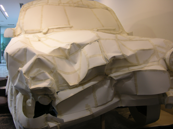 Destruction on an Ambassador car