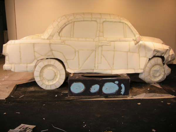 Destruction on an Ambassador car